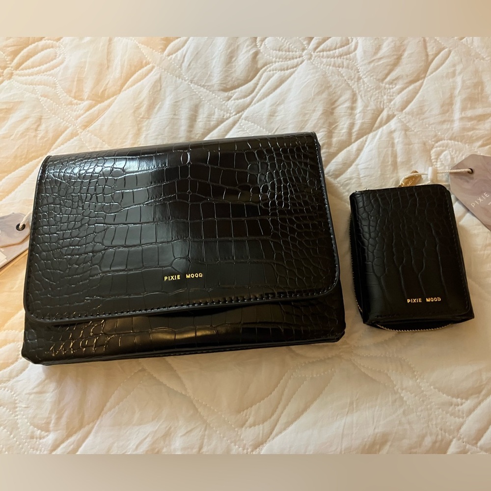 Pixie Mood Croc-Embossed Wallet & Crossbody Duo 🆕 🖤 🌟